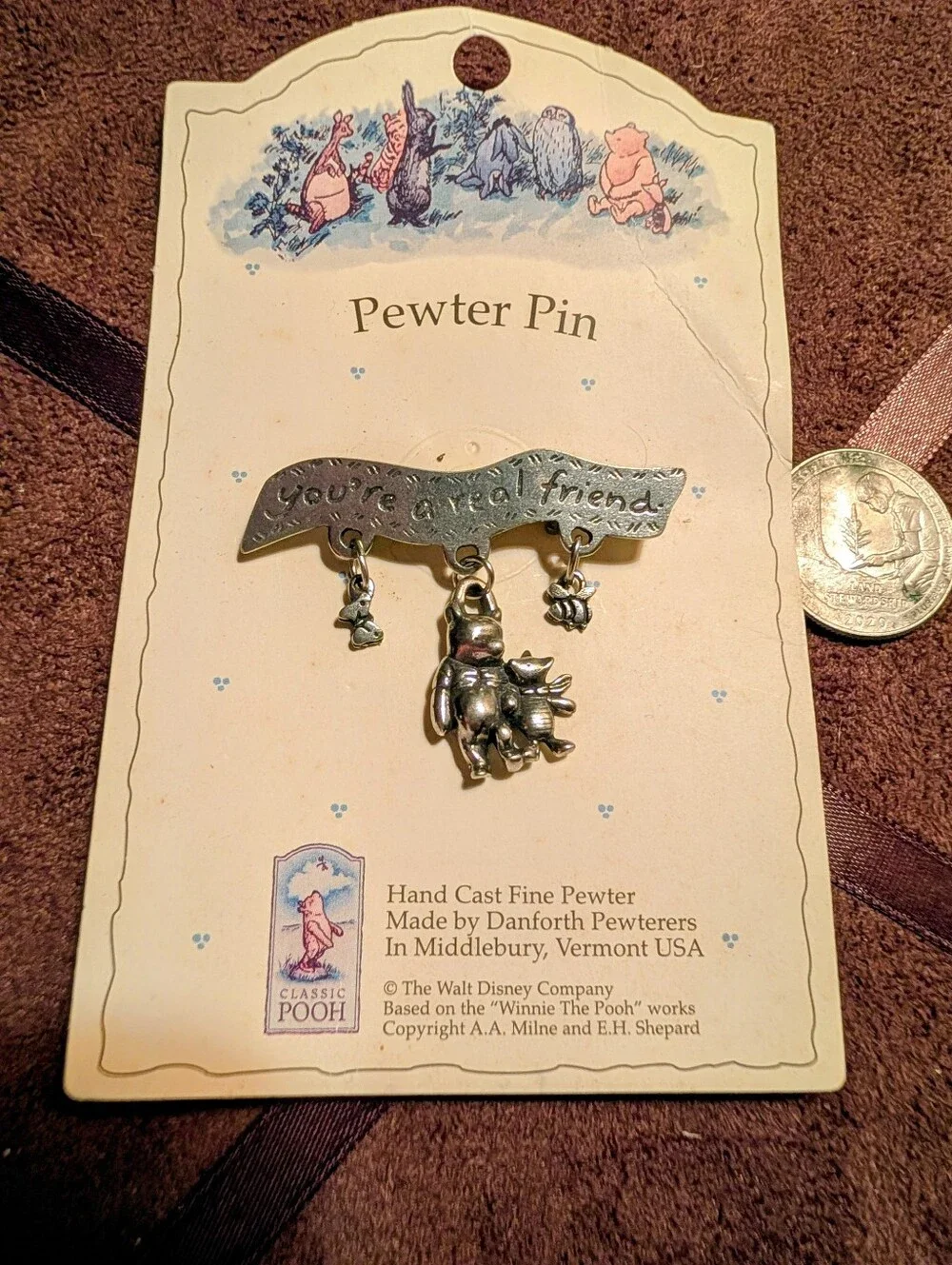 Winnie the Pooh Pewter Pin - Silver 